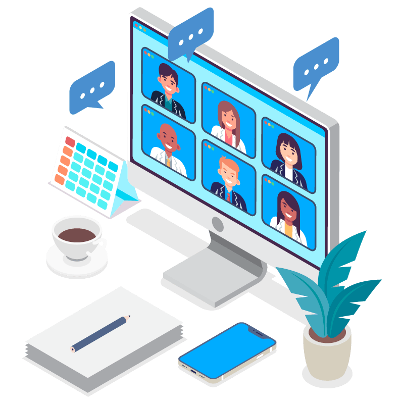 Online meeting on computer screen